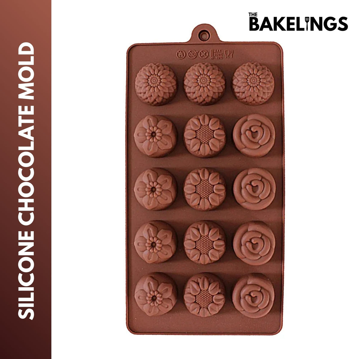 15-Cavity Assortment Floral Shape Silicone Chocolate Mold