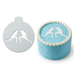 Fencing Match Duo | Round Cake Top Stencil – Reusable Cake Decorating Stencil