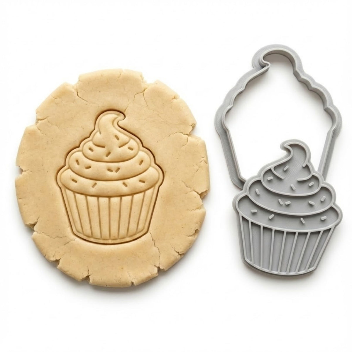 Classic Sprinkled Cupcake Cookie Cutter & Stamp Set | Food-Grade PLA