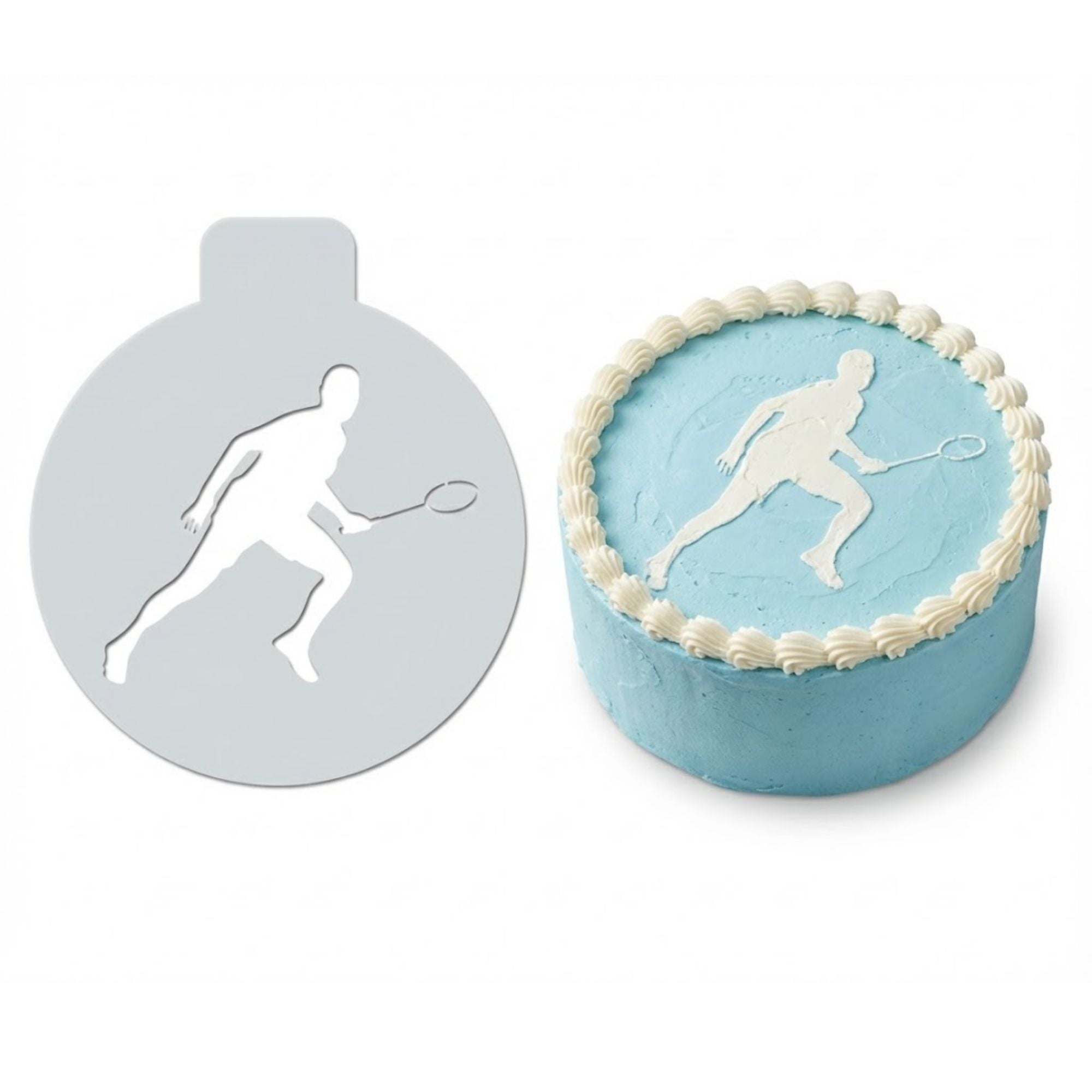 Badminton Player | Round Cake Top Stencil – Reusable Cake Decorating Stencil