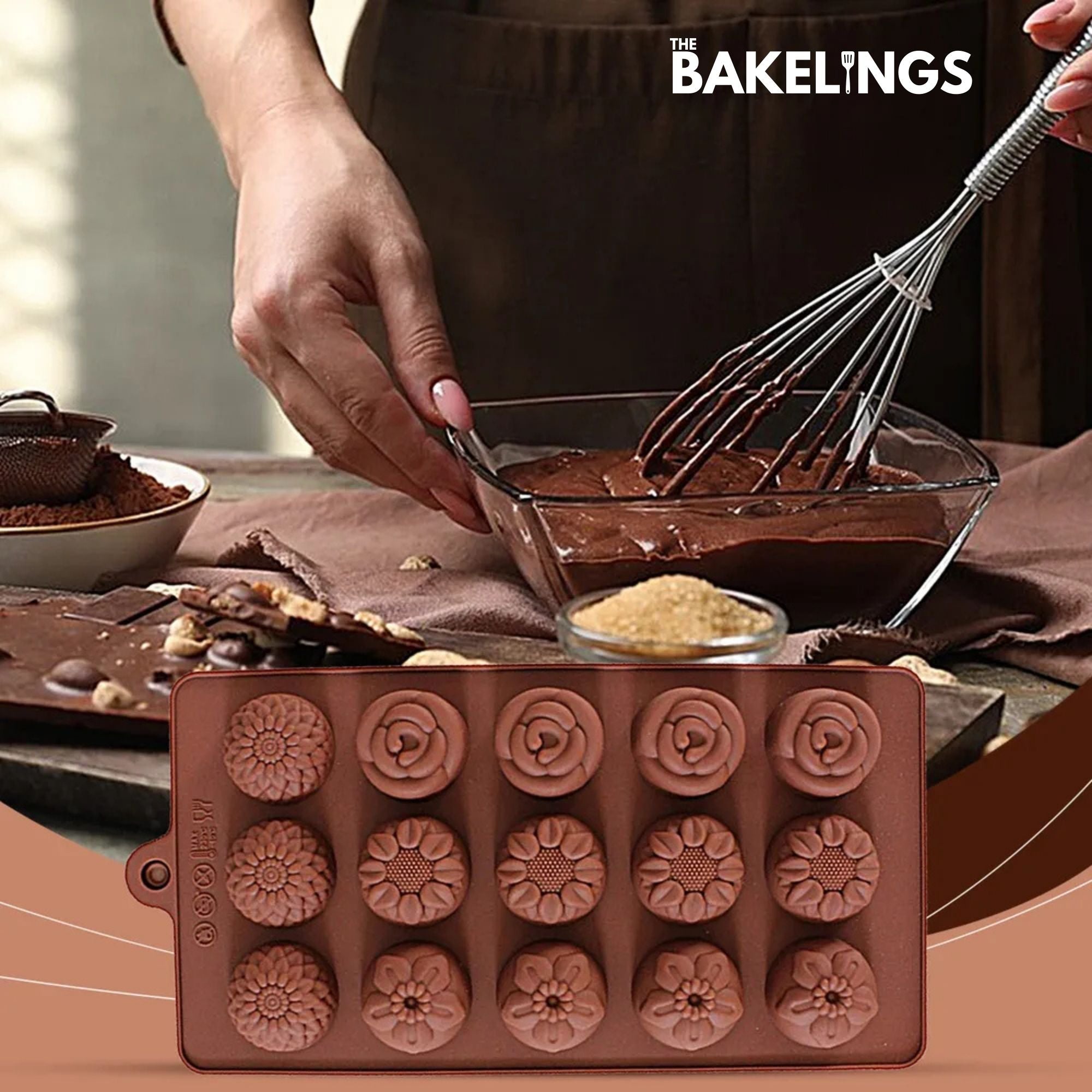 15-Cavity Assortment Floral Shape Silicone Chocolate Mold