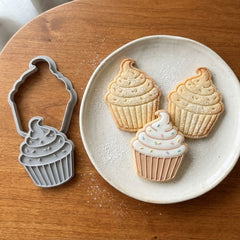 Classic Sprinkled Cupcake Cookie Cutter & Stamp Set | Food-Grade PLA