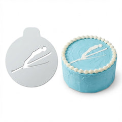 Ski Jumping Athlete | Round Cake Top Stencil – Reusable Cake Decorating Stencil