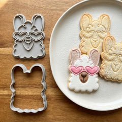 Heart-Eyed Llama Cookie Cutter & Stamp | Food-Grade PLA