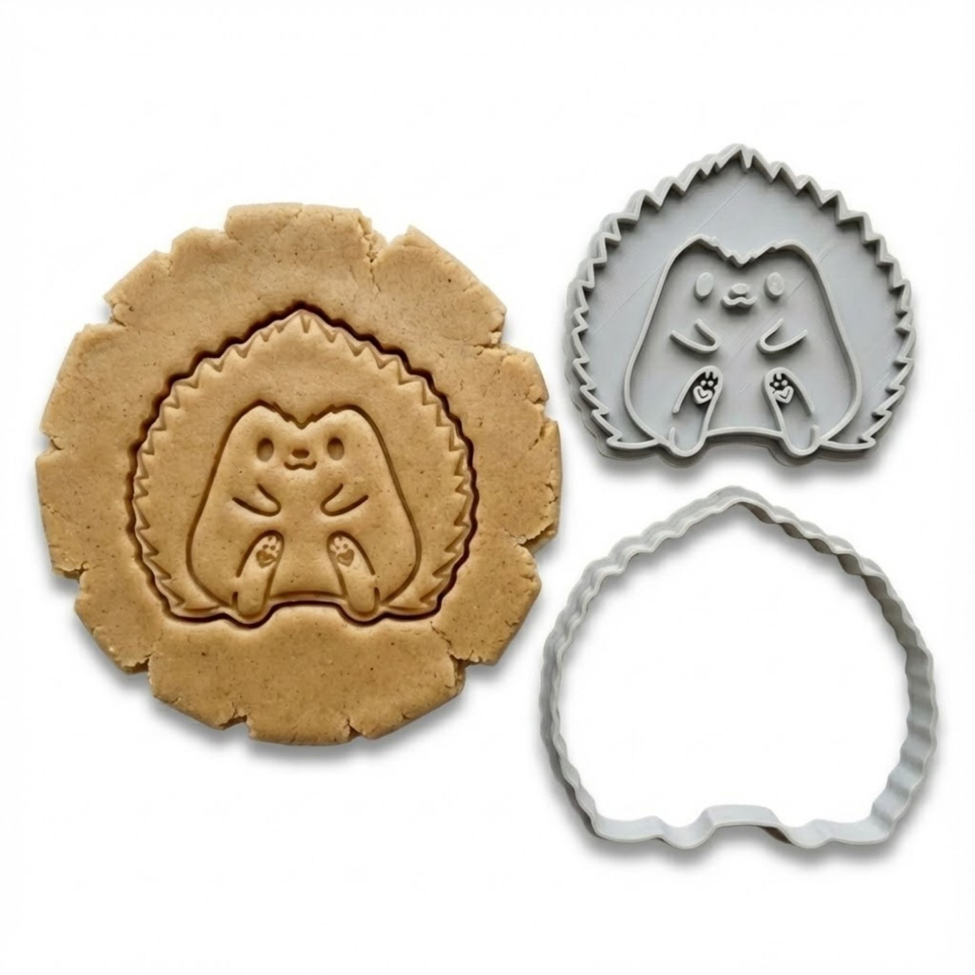 Heart-Paw Hedgehog Cookie Cutter & Stamp | Food-Grade PLA