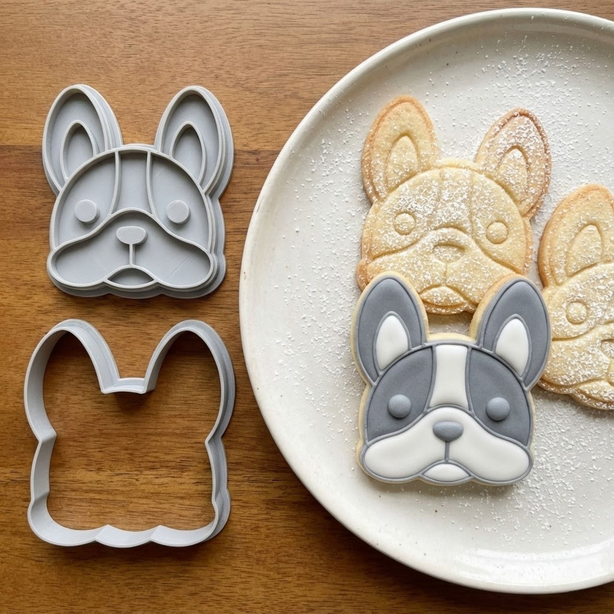 Cute French Bulldog Cookie Cutter & Stamp | Food-Grade PLA