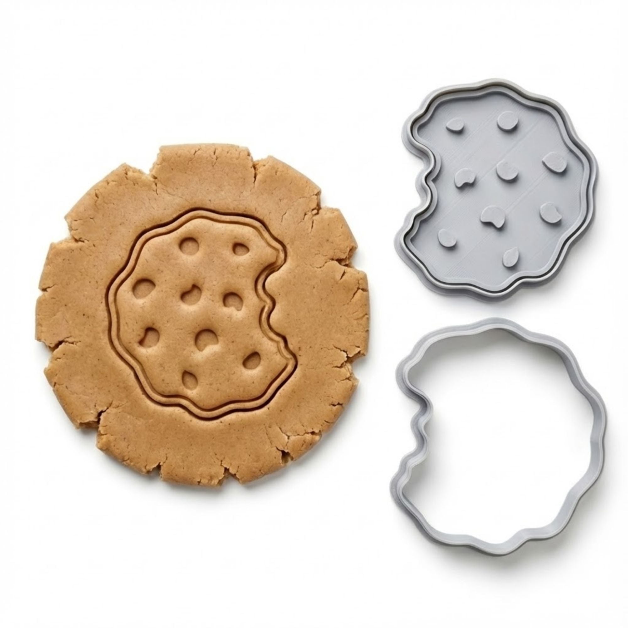 Playful Bitten Cookie Cookie Cutter & Stamp Set | Food-Grade PLA