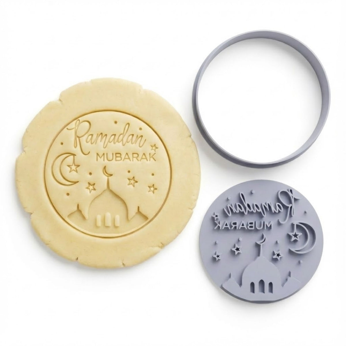 Ramadan Mubarak Circular Cookie Cutter & Stamp | Food-Grade PLA