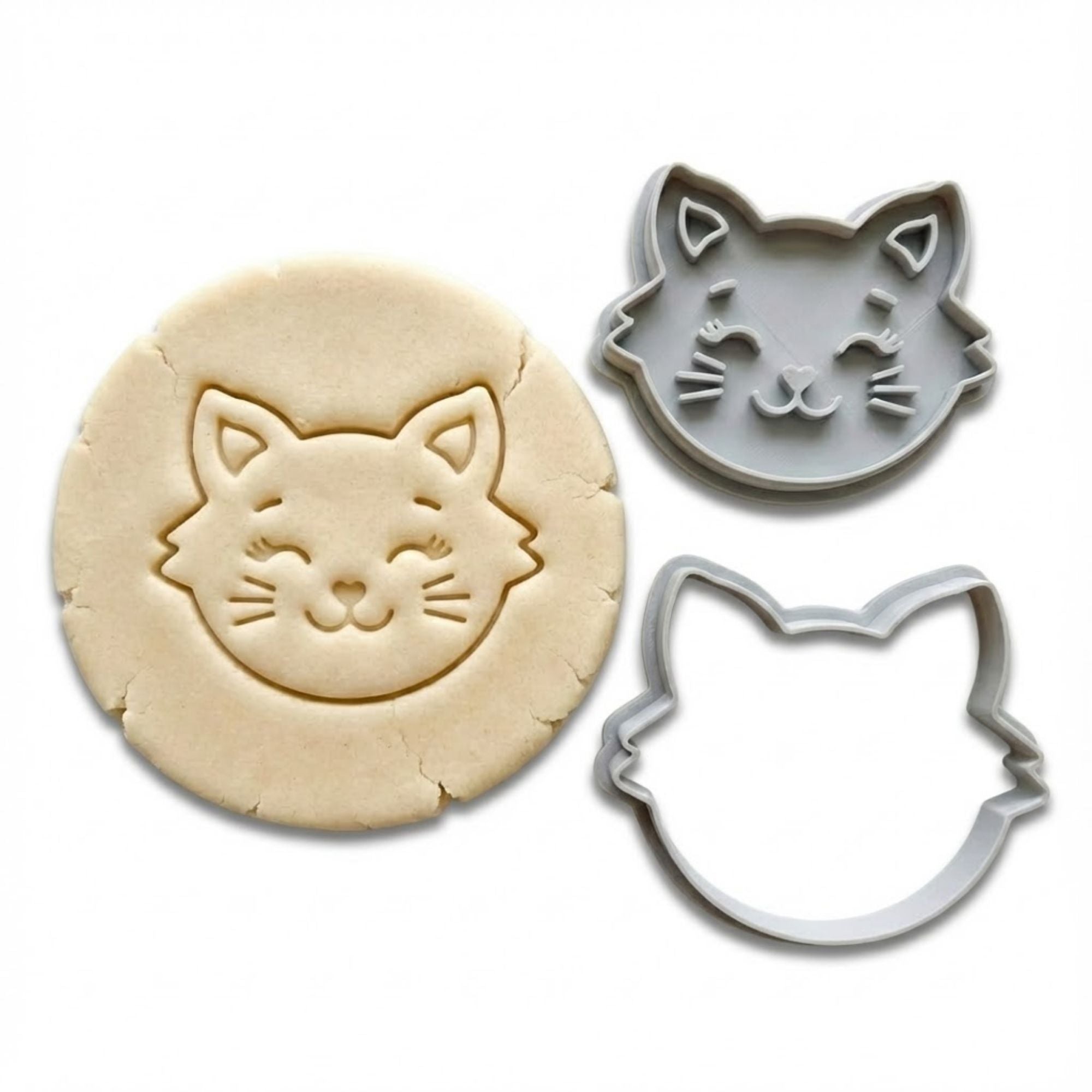 Happy Kitten Cookie Cutter & Stamp | Food-Grade PLA