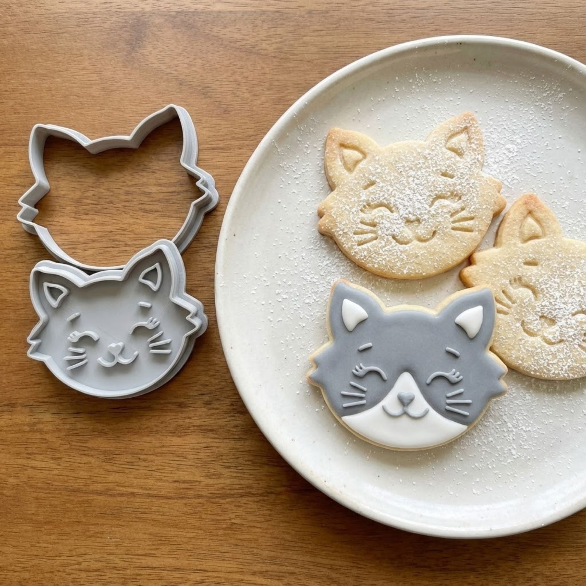 Happy Kitten Cookie Cutter & Stamp | Food-Grade PLA