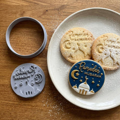 Ramadan Mubarak Circular Cookie Cutter & Stamp | Food-Grade PLA