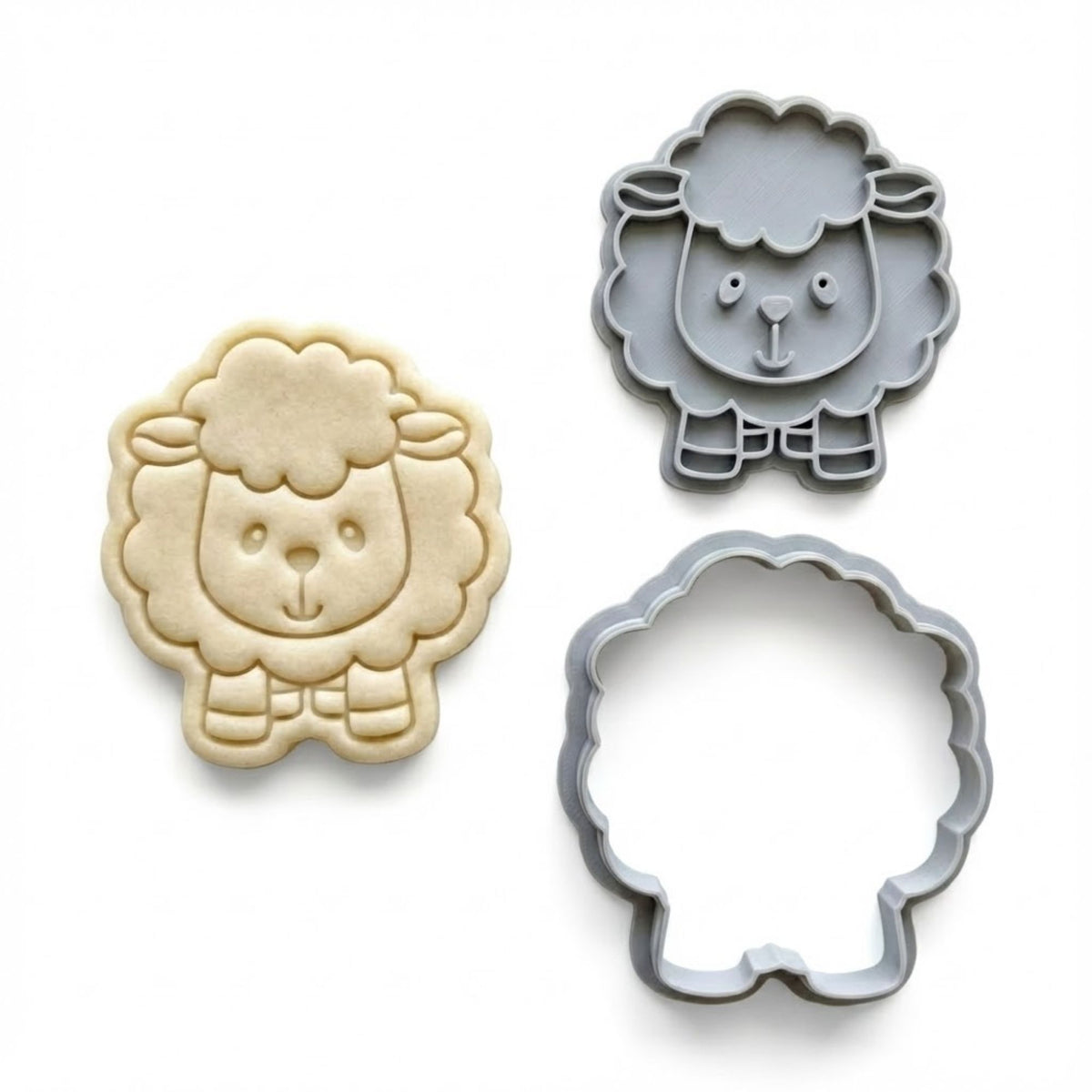 Fluffy Lamb Cookie Cutter & Stamp | Food-Grade PLA