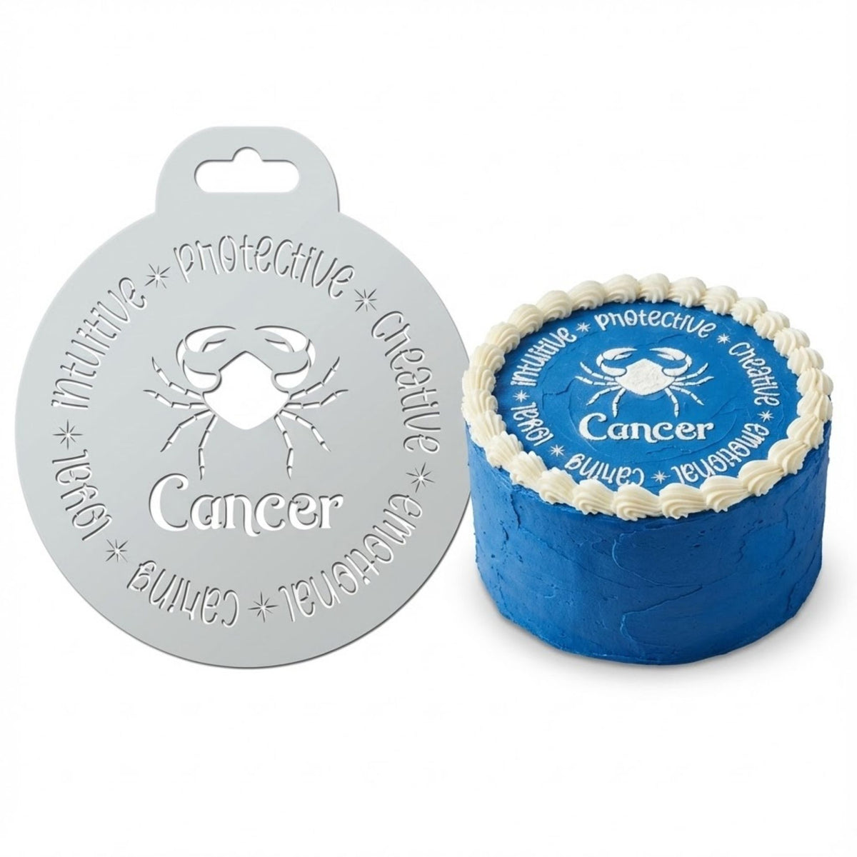 Cancer Zodiac Sign | Round Cake Top Stencil – Reusable Cake Decorating Stencil