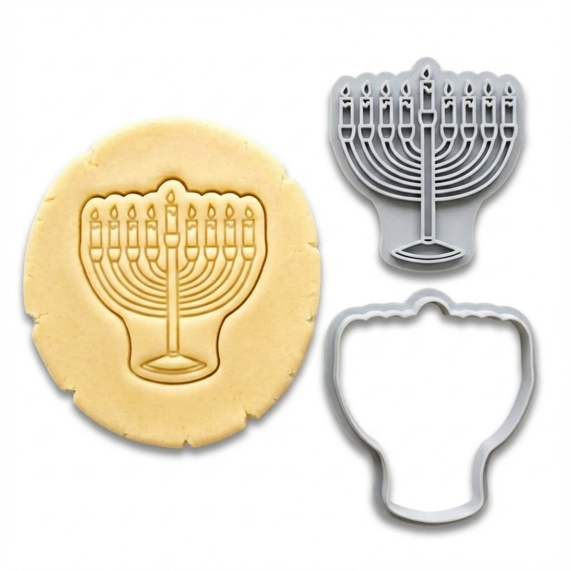 Traditional Menorah Cookie Cutter & Stamp | Food-Grade PLA