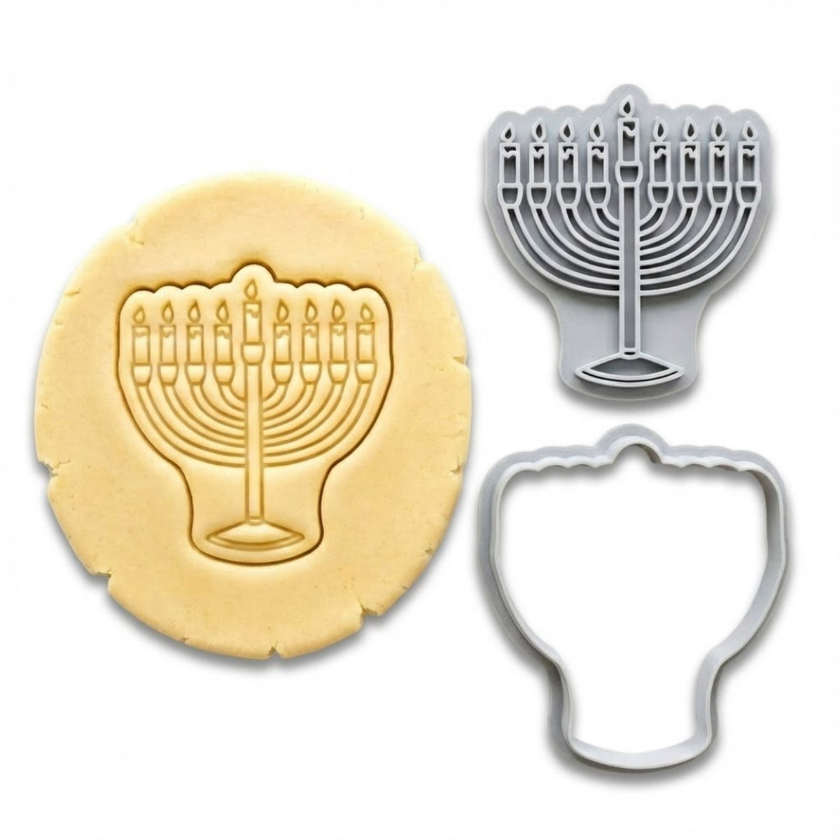 Traditional Menorah Cookie Cutter & Stamp | Food-Grade PLA