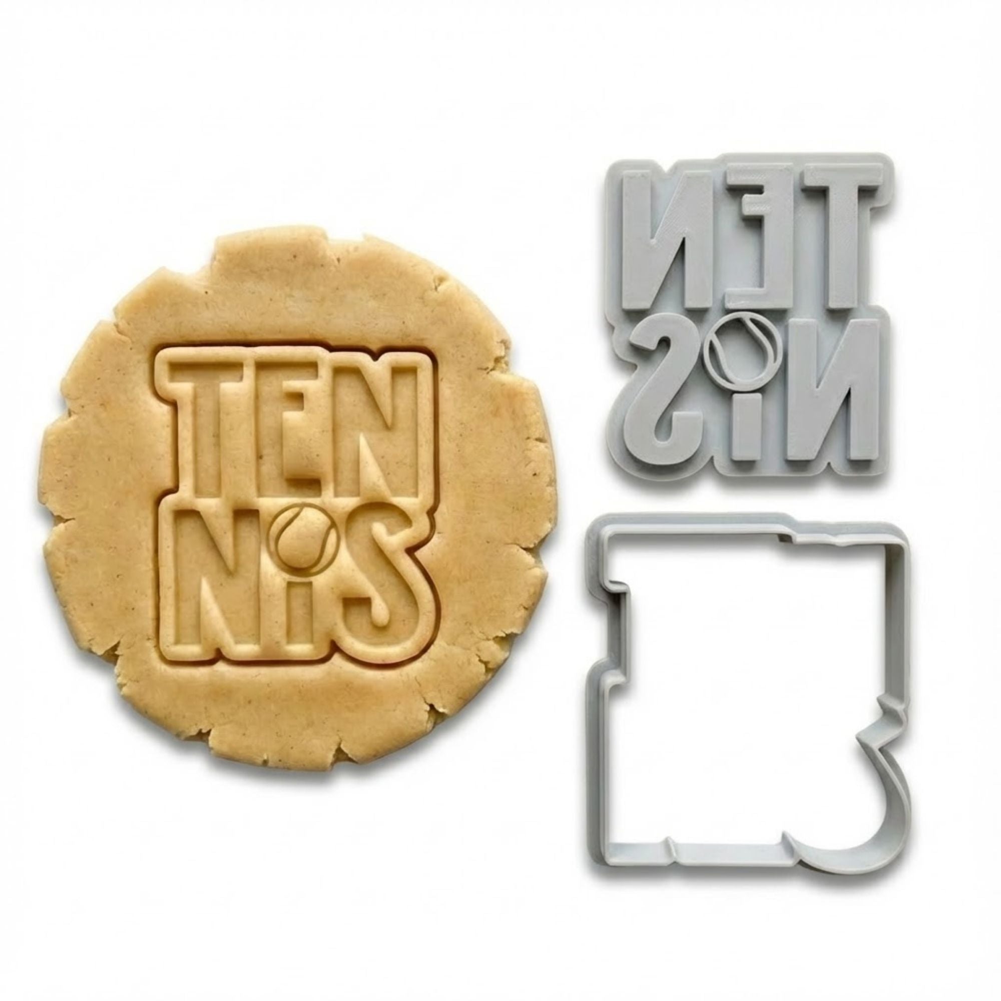 Tennis Typography Cookie Cutter & Stamp | Food-Grade PLA