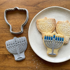 Traditional Menorah Cookie Cutter & Stamp | Food-Grade PLA