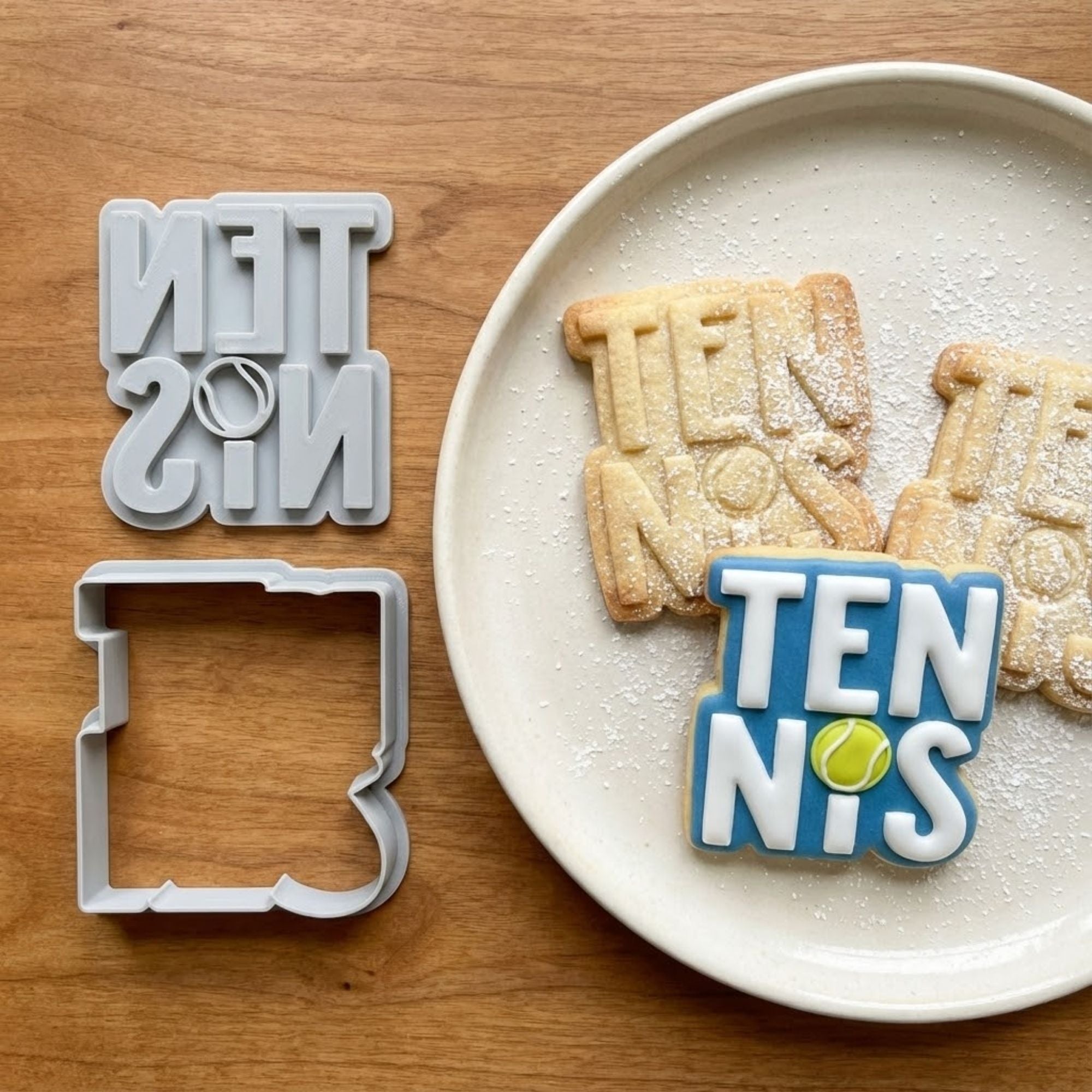 Tennis Typography Cookie Cutter & Stamp | Food-Grade PLA