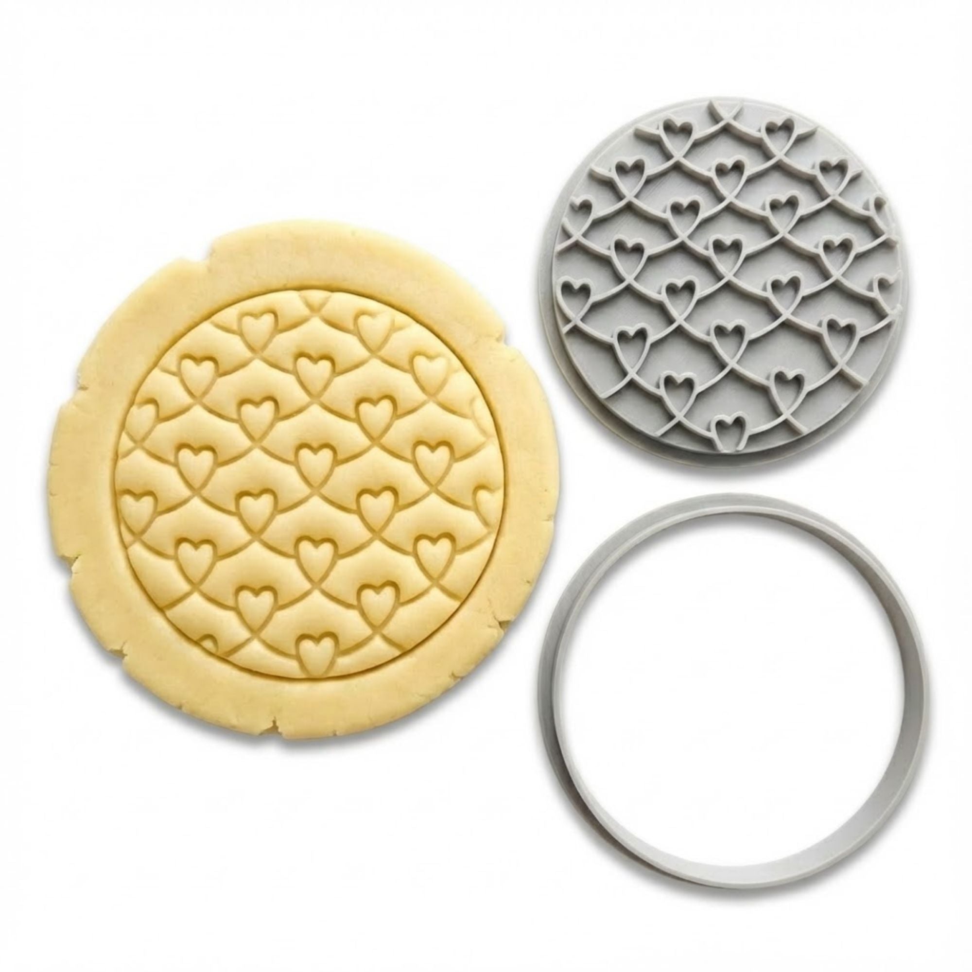 Interlocking Heart Patterns Cookie Cutter & Stamp | Food-Grade PLA