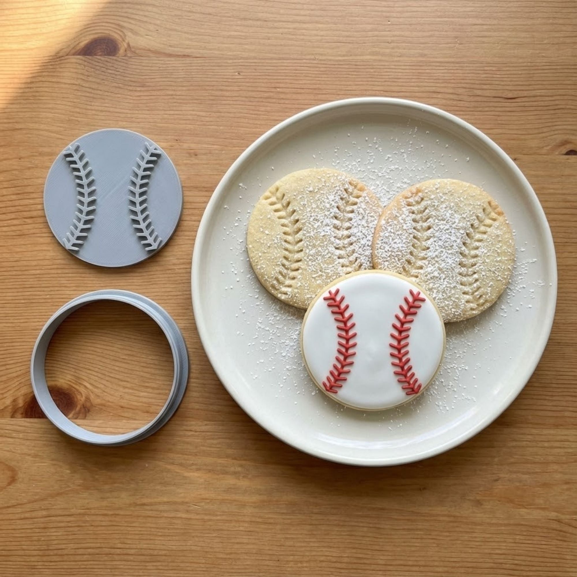 Classic Baseball Cookie Cutter & Stamp | Food-Grade PLA