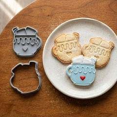 Cozy Hot Cocoa Mug Cookie Cutter & Stamp Set | Food-Grade PLA