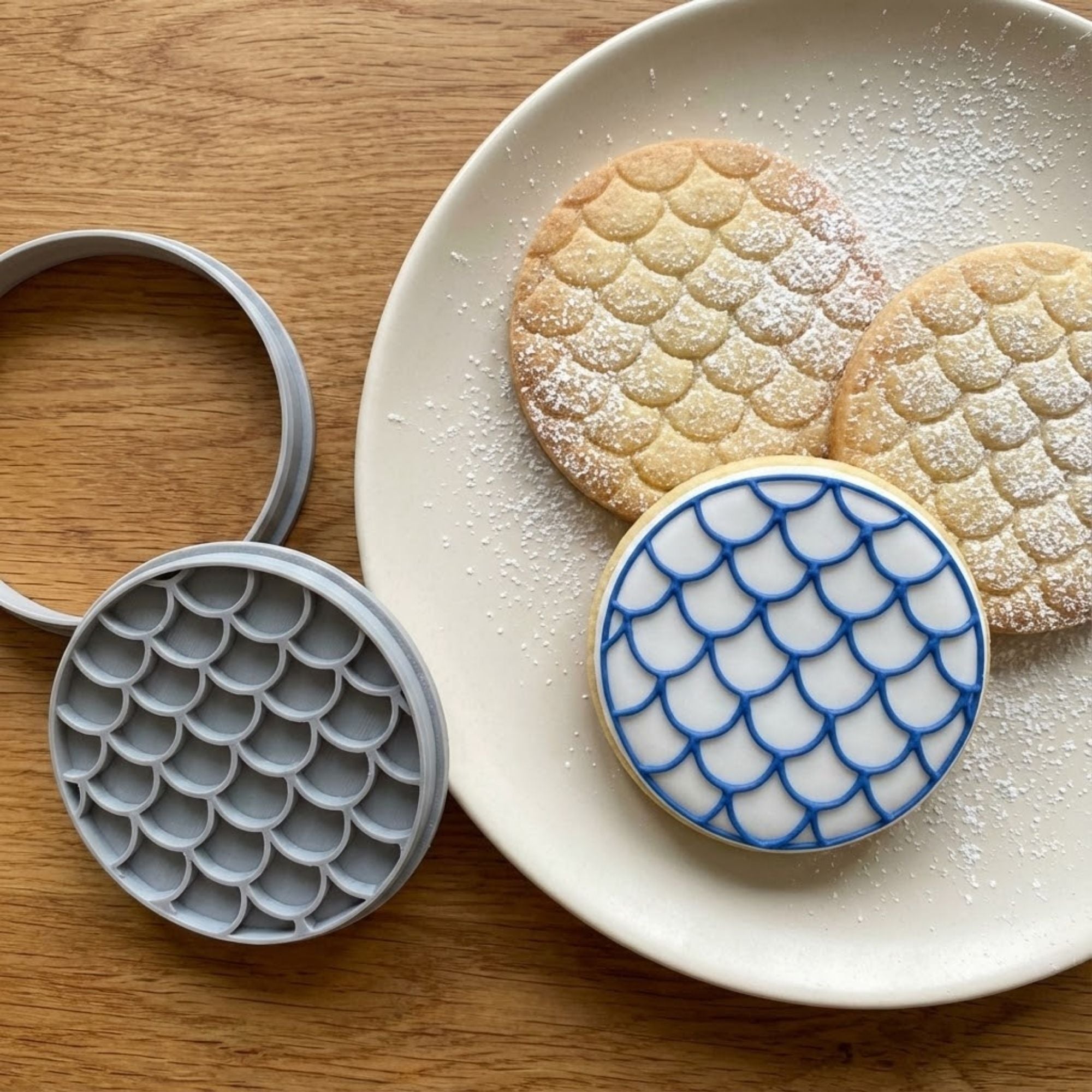 Scale Pattern Circular Texture Cookie Cutter & Stamp | Food-Grade PLA