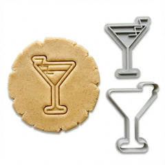 Elegant Cocktail Glass Cookie Cutter & Stamp Set | Food-Grade PLA