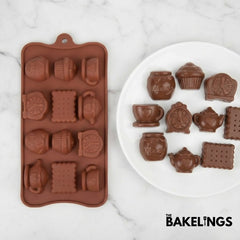 12-Cavity Tea Time Shape Silicone Chocolate Mold