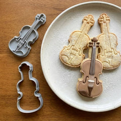 Elegant Violin Cookie Cutter & Stamp | Food-Grade PLA