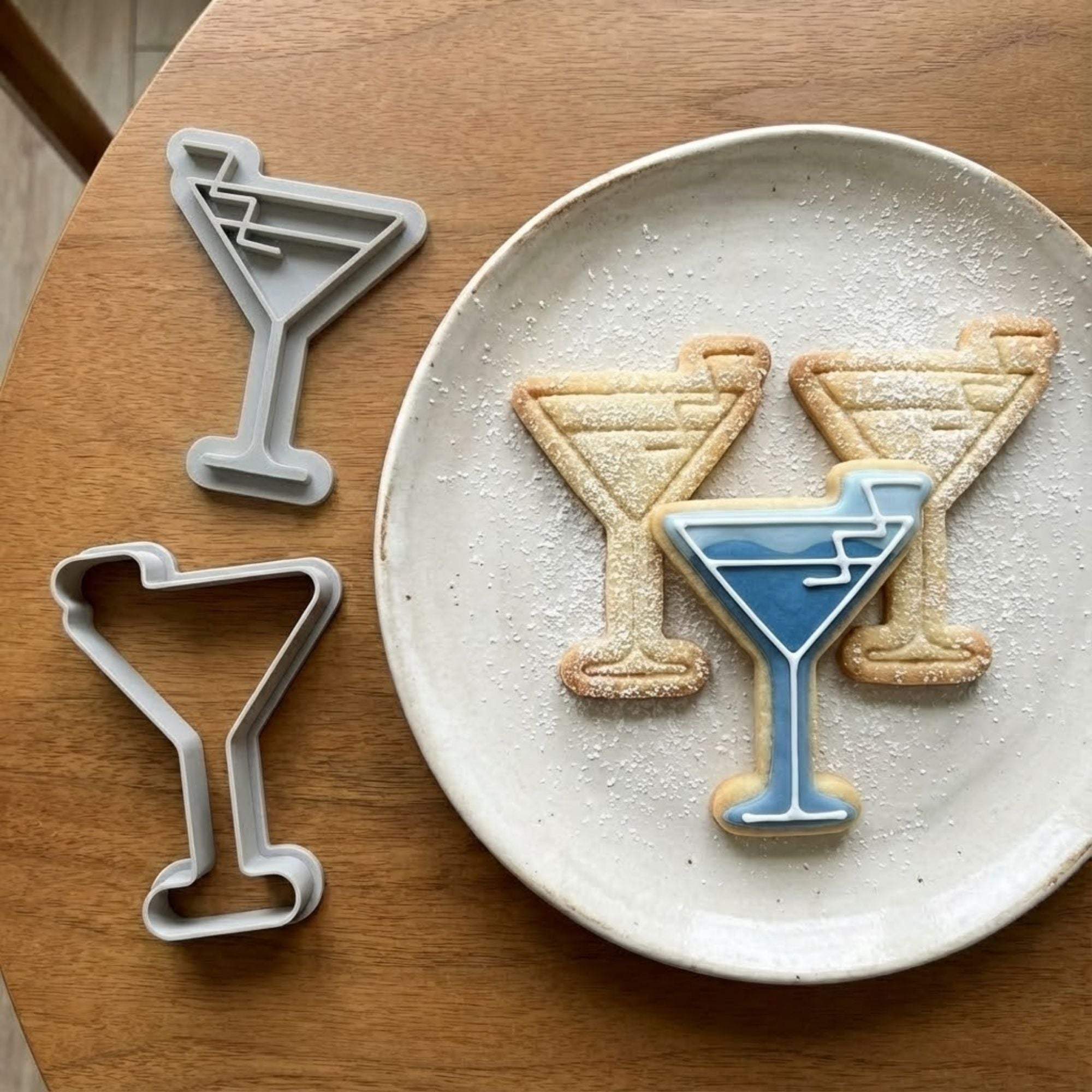 Elegant Cocktail Glass Cookie Cutter & Stamp Set | Food-Grade PLA