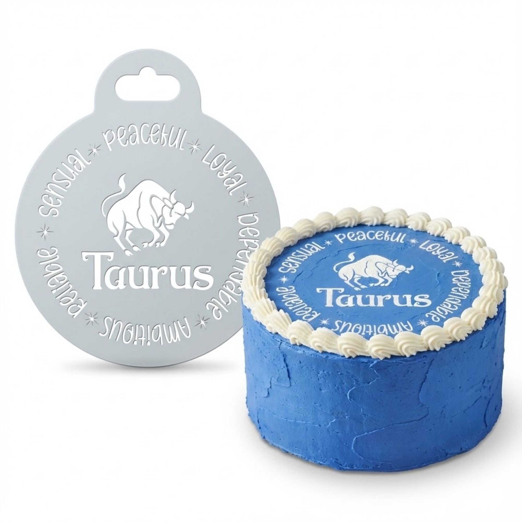 Taurus Zodiac Sign | Round Cake Top Stencil – Reusable Cake Decorating Stencil