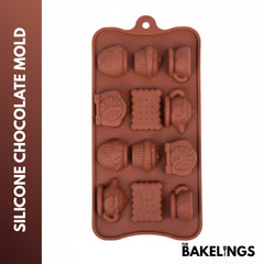 12-Cavity Tea Time Shape Silicone Chocolate Mold