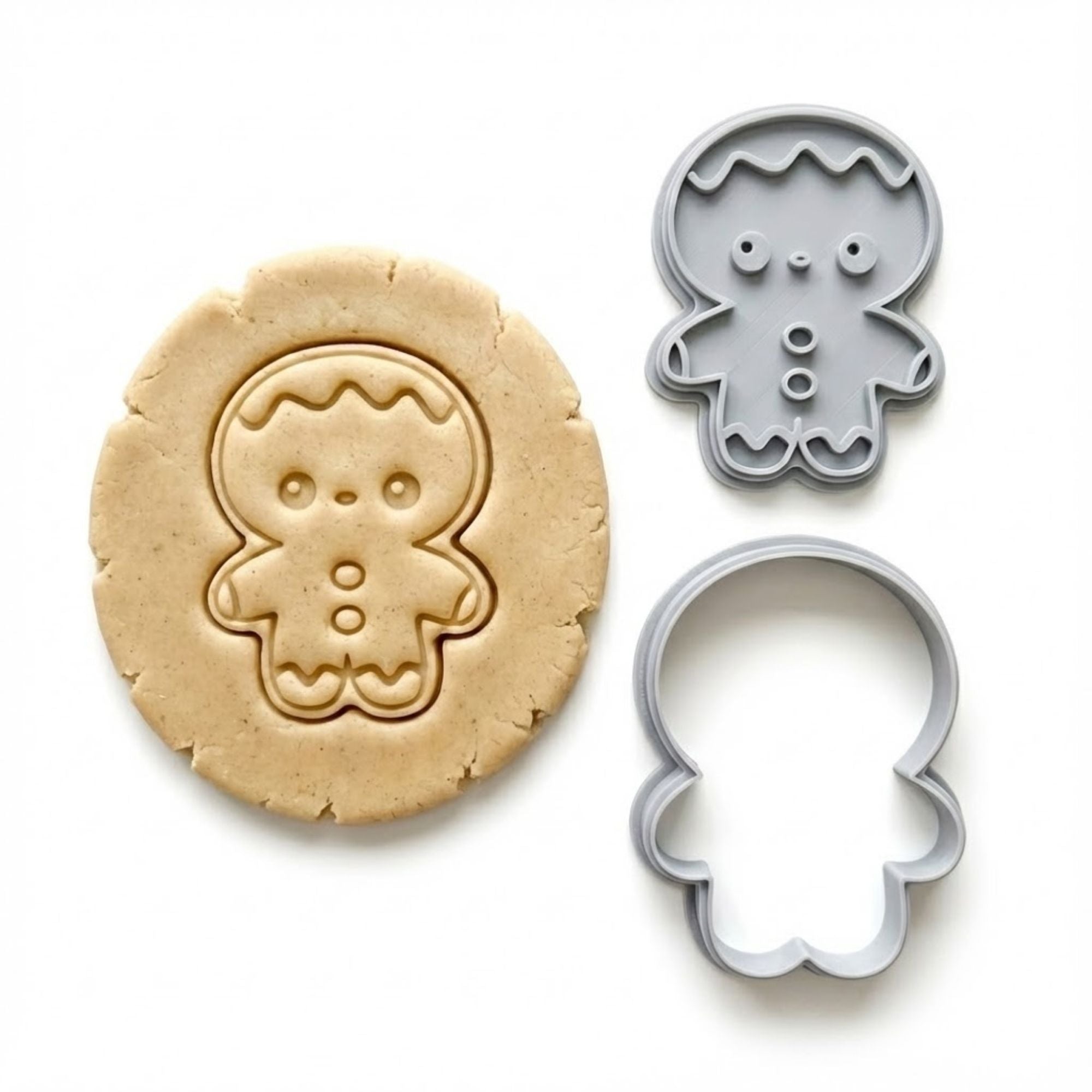 Kawaii Gingerbread Man Cookie Cutter & Stamp | Food-Grade PLA
