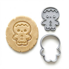 Kawaii Gingerbread Man Cookie Cutter & Stamp | Food-Grade PLA