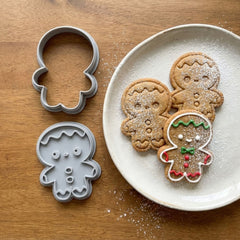 Kawaii Gingerbread Man Cookie Cutter & Stamp | Food-Grade PLA