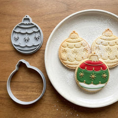 Festive Christmas Bauble Cookie Cutter & Stamp | Food-Grade PLA