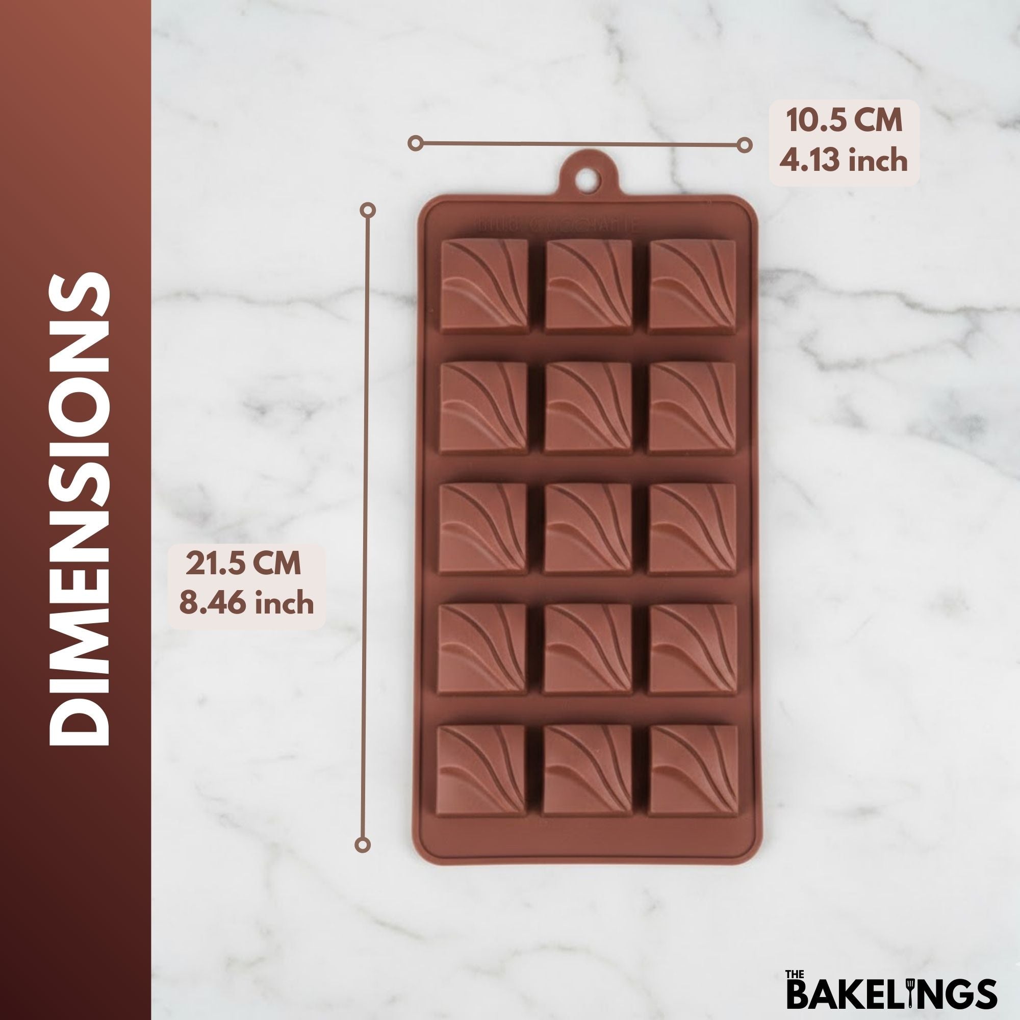 15-Cavity Wavy Square Shape Silicone Chocolate Mold