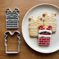 Santa In Chimney Cookie Cutter & Stamp | Food-Grade PLA