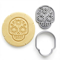 Floral Sugar Skull Cookie Cutter & Stamp | Food-Grade PLA