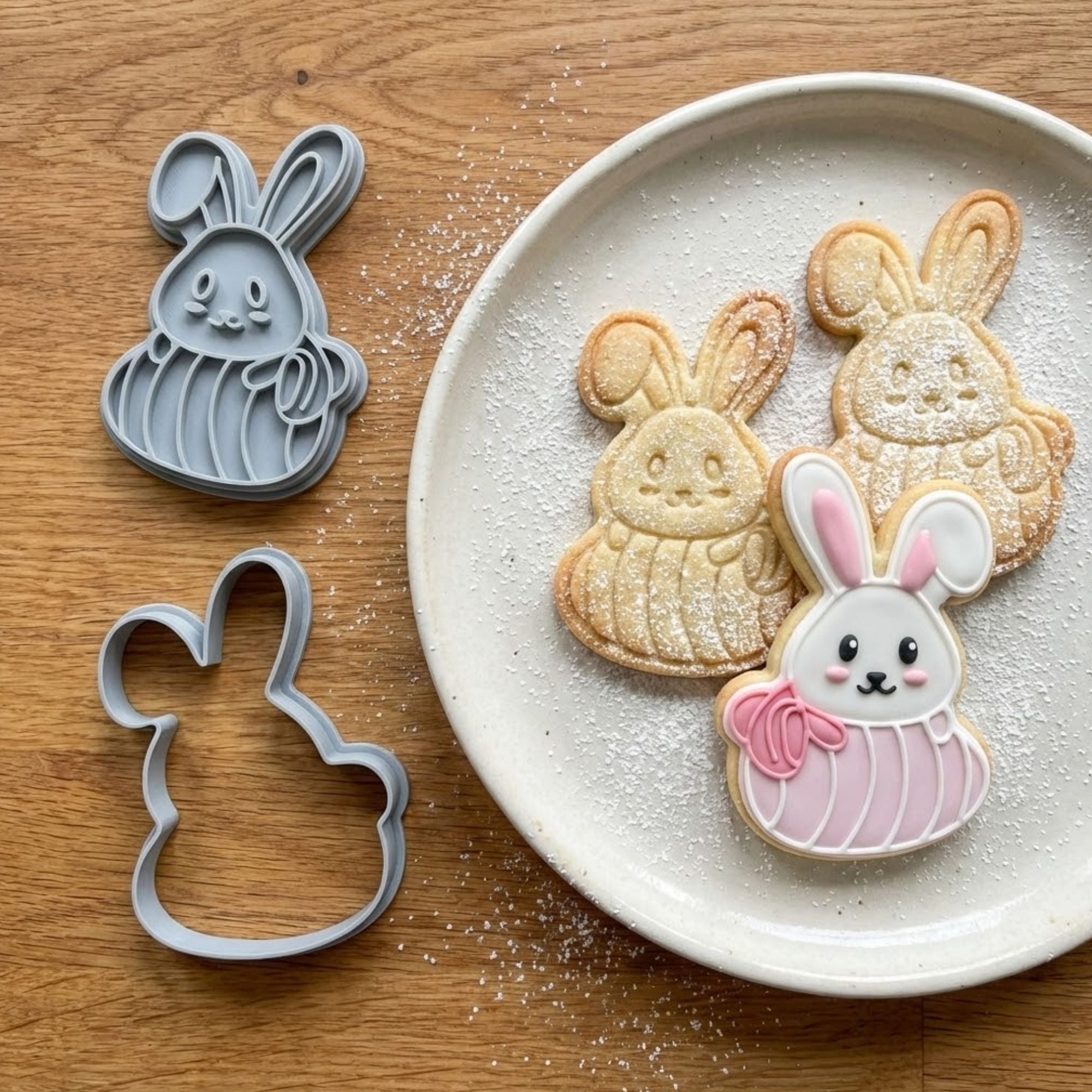 Cute Easter Bunny Cookie Cutter & Stamp | Food-Grade PLA
