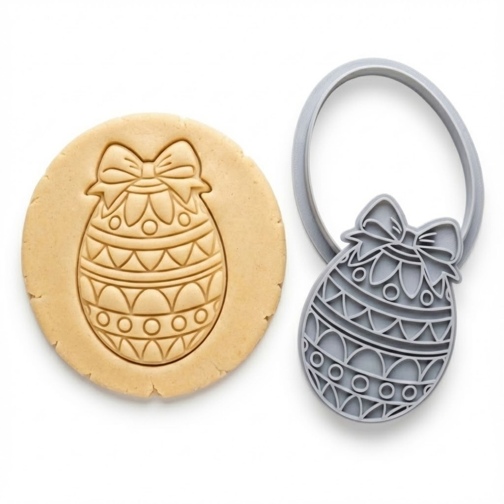 Elegant Easter Egg Cookie Cutter & Stamp | Food-Grade PLA
