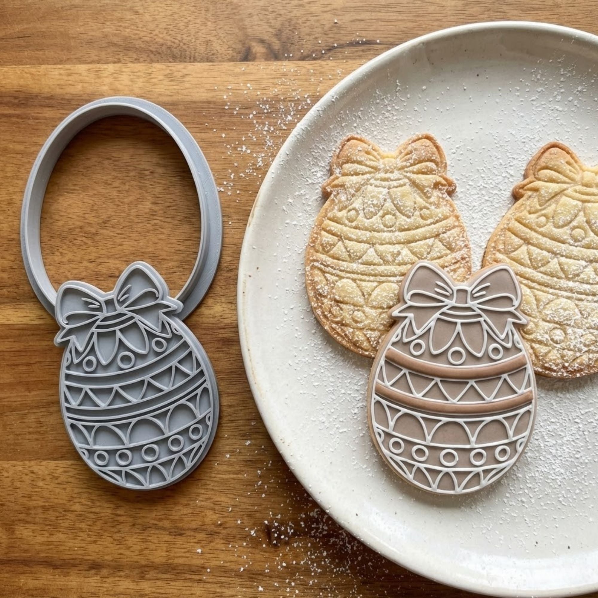 Elegant Easter Egg Cookie Cutter & Stamp | Food-Grade PLA