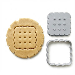 Scallop Edge Biscuit Cookie Cutter & Stamp Set | Food-Grade PLA