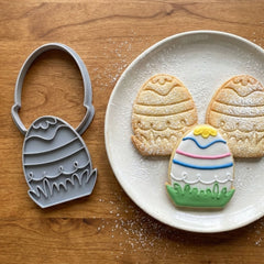 Easter Egg In Grass Cookie Cutter & Stamp | Food-Grade PLA