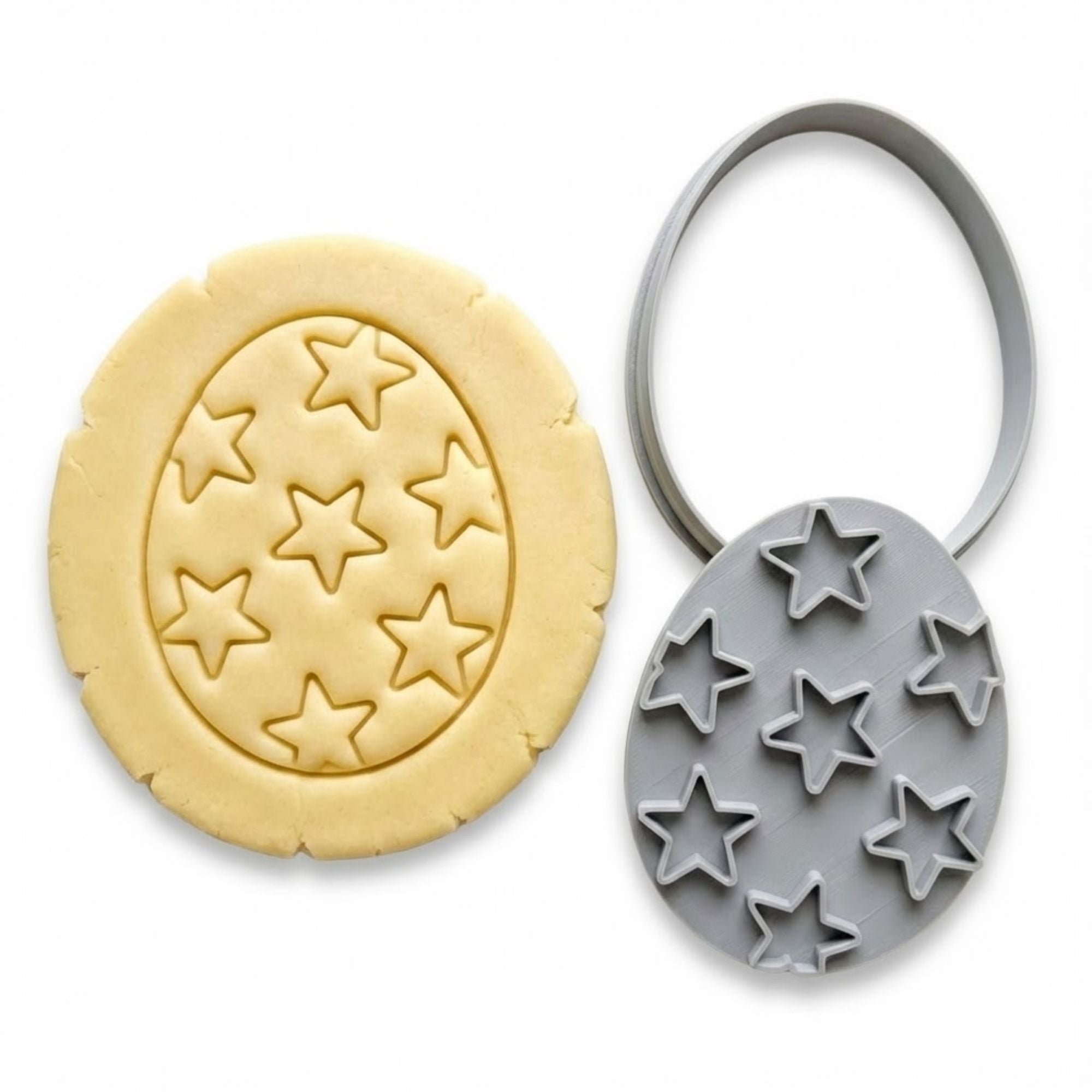 Starry Easter Egg Cookie Cutter & Stamp | Food-Grade PLA