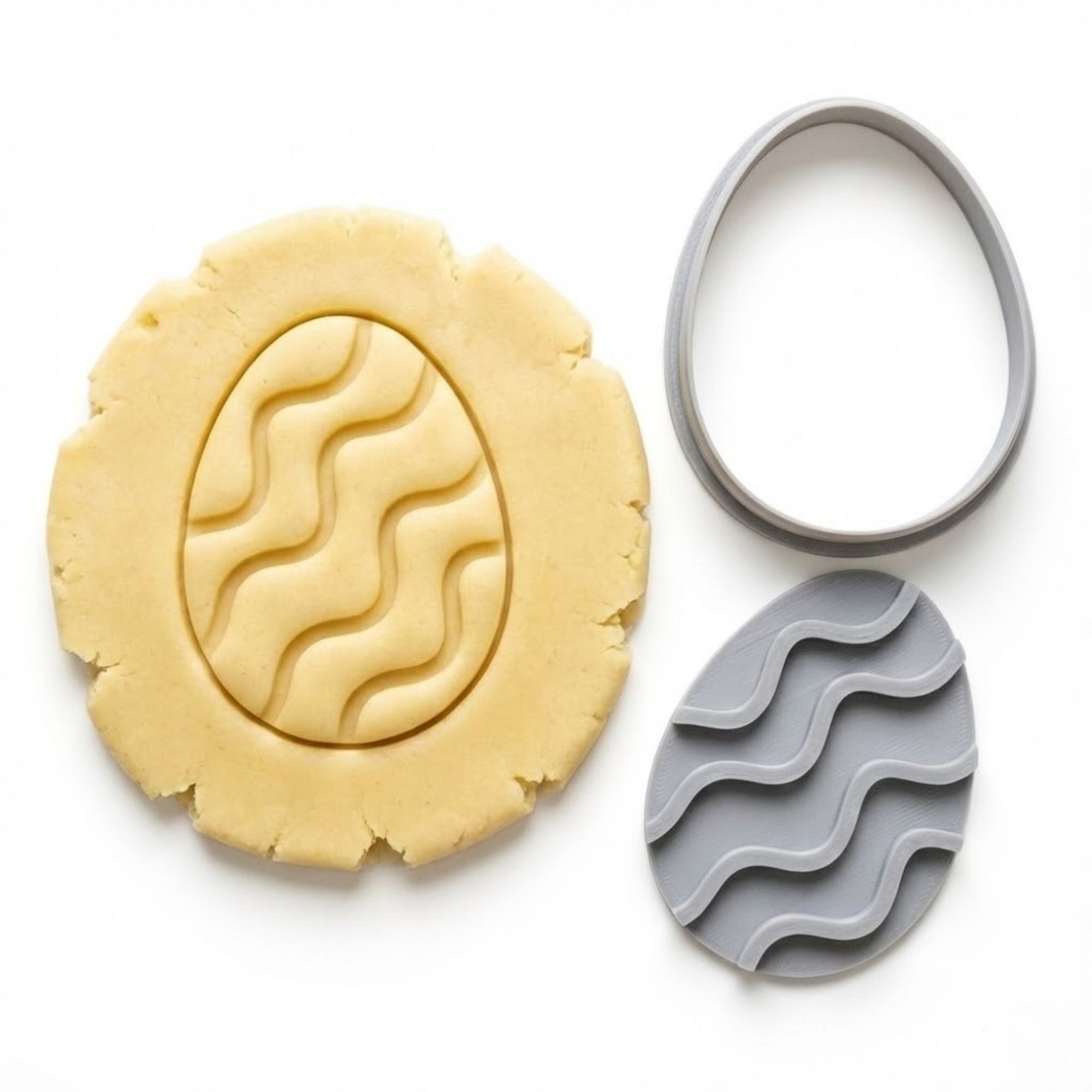 Wavy Easter Egg Cookie Cutter & Stamp | Food-Grade PLA