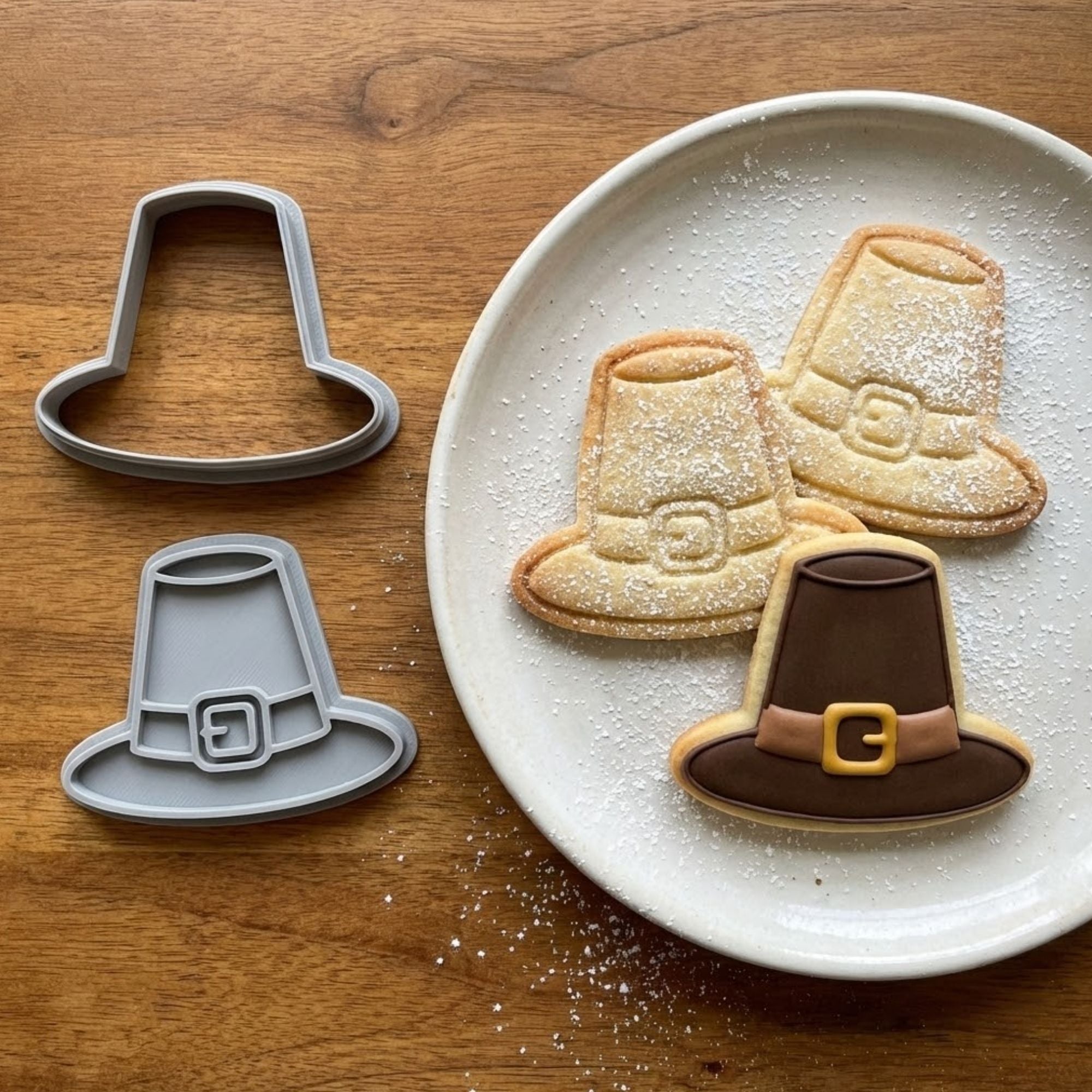 Classic Pilgrim Hat Cookie Cutter & Stamp | Food-Grade PLA