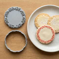 Love Script Circular Frame Cookie Cutter & Stamp | Food-Grade PLA