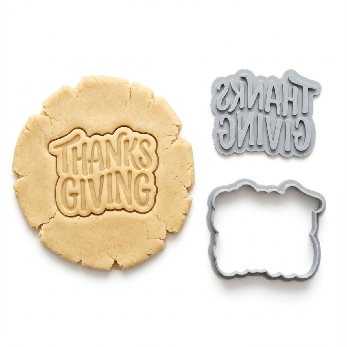 Thanksgiving Script Cookie Cutter & Stamp | Food-Grade PLA