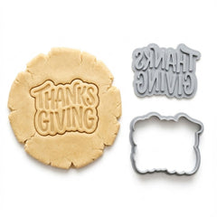 Thanksgiving Script Cookie Cutter & Stamp | Food-Grade PLA